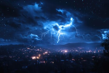 Obraz premium lightning on a stormy night