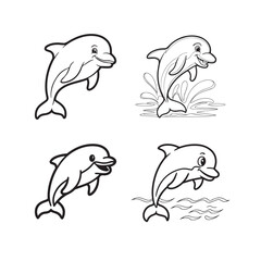 Dolphin super simple black and white illustration
