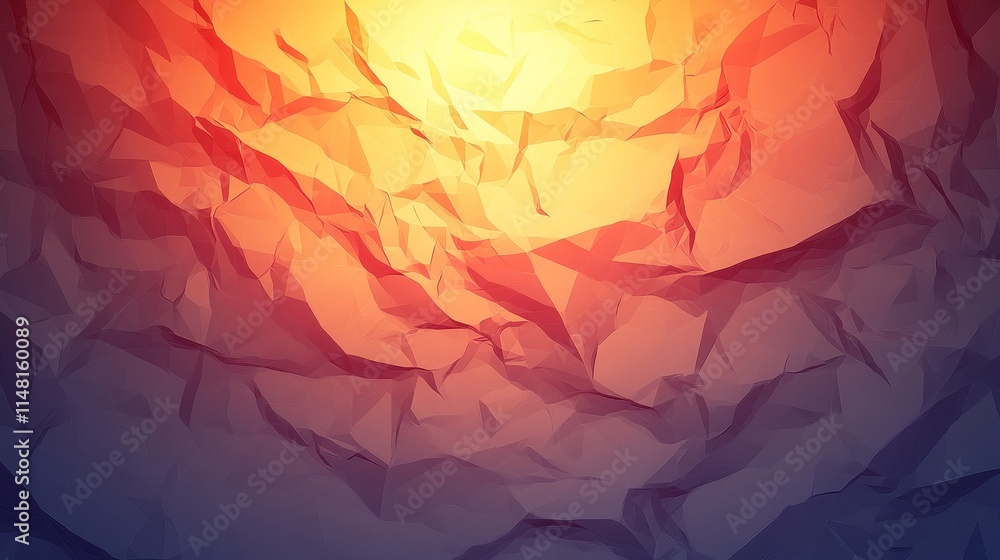 Poster abstract geometric background with warm colors and crumpled paper texture for creative design projec