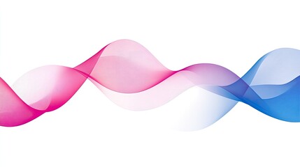 Colorful flowing waves in pink and blue on a white background