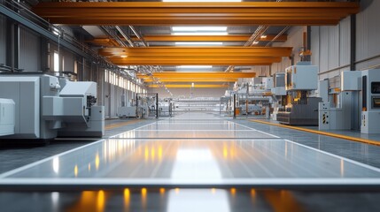Solar panel production, clean energy manufacturing, 3D illustration