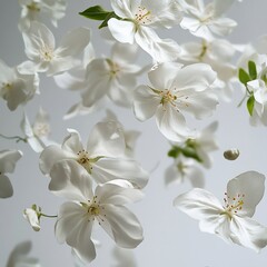 Obraz premium Delicate White Apple Blossoms in Airy Elegance: A Captivating Display of Nature's Beauty