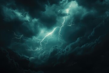 Lightning  Lightning strike on the dark cloudy sky