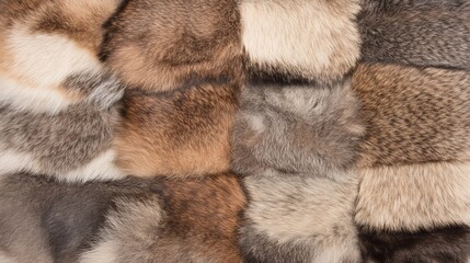Obraz premium Patchwork Fur Texture Varied Shades and Softness
