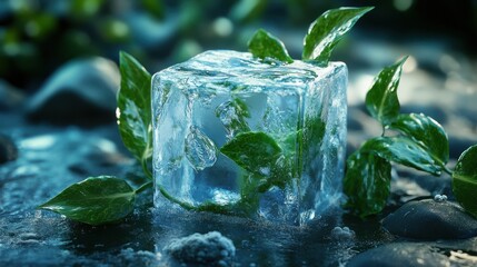 Sterile Ice Cube with greenery