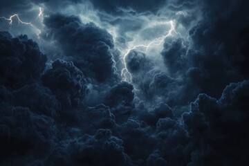 Dark storm clouds with lightning and thunder.