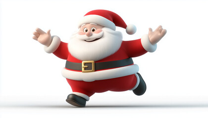 running santa claus isolated on white