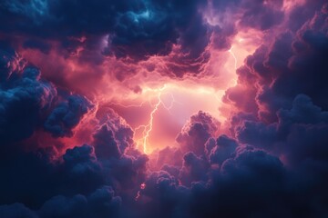 Dark storm clouds with lightning and thunder.