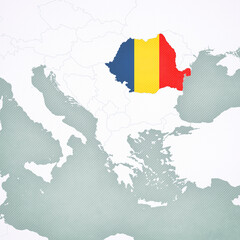 Obraz premium Map of Balkans - Romania