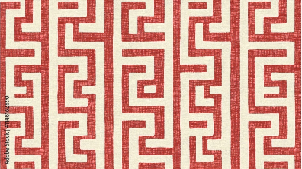 Poster abstract geometric pattern in earthy red and cream color scheme for modern interior design and art p