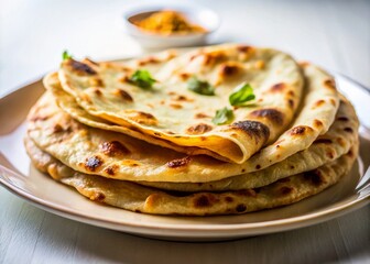 Long Exposure Photography of Chapati Roti, Indian Flatbread, White Plate, Food Photography, Indian Cuisine