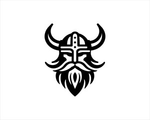Viking Logo Design Vector Template. Nordic Viking logo. Viking face warrior modern simple logo. Viking Head Vector Illustration. Silhouette Nordic warrior symbol.