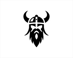 Viking Logo Design Vector Template. Nordic Viking logo. Viking face warrior modern simple logo. Viking Head Vector Illustration. Silhouette Nordic warrior symbol.