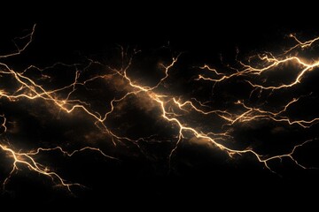Multiple lightning bolts in night sky composite photo.