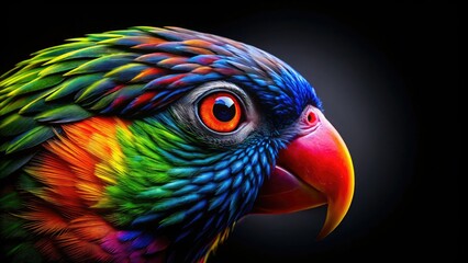 Fototapeta premium Vibrant rainbow parrot silhouette, a colorful avian marvel captured in exotic bird photography.