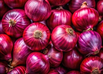 Vibrant red onions: close-up textures, fresh, organic bunches, perfect background.