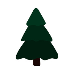 Fototapeta premium Christmas Tree, Flat Style, Solid Fill, Line Art, Vector Illustration