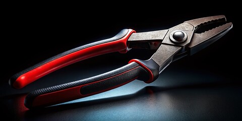 Low Light Black Pliers Photography - AI Generated Image, Dark Background, Tool Image, Black Pliers,  Close Up, Still Life, Product Photography,  Industrial Photography