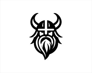 Viking Logo Design Vector Template. Nordic Viking logo. Viking face warrior modern simple logo. Viking Head Vector Illustration. Silhouette Nordic warrior symbol.