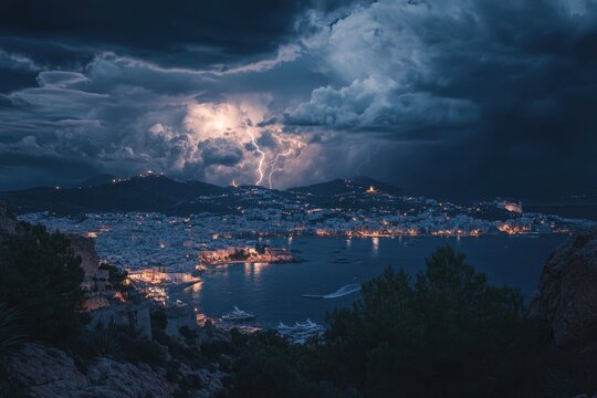 Typical August thunderstorm in Ibiza and Dalt Vila