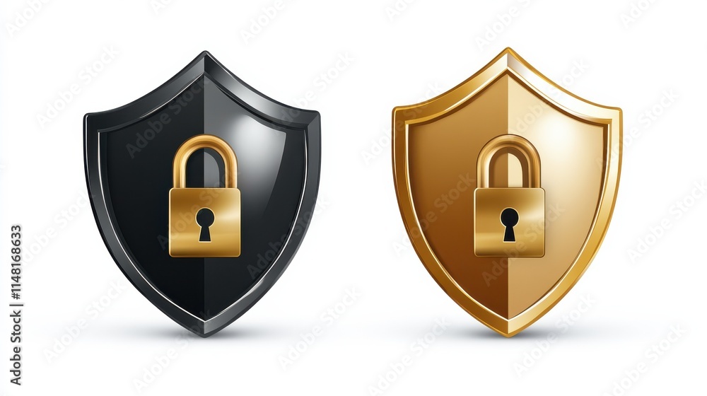 Poster shield and lock icon. element of cybersecurity icon for mobile concept and web apps. glyph style shi
