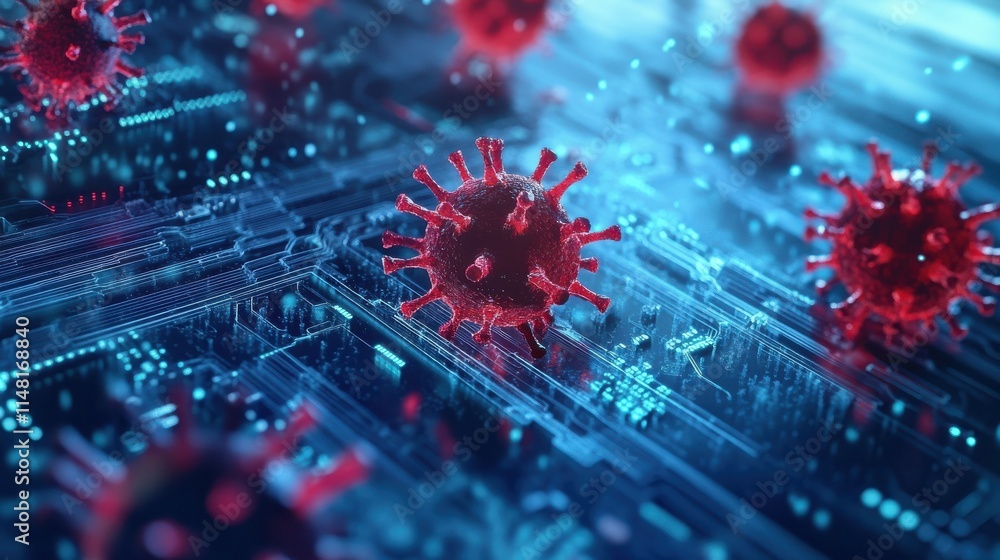 Poster spyware development abstract concept vector illustration set. malware and computer virus, industrial