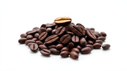 pile of cocoa bean on white background