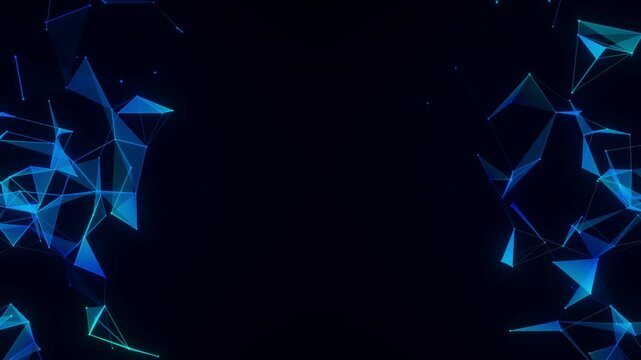 Abstract digital geometric background with connected triangular shapes in blue tones