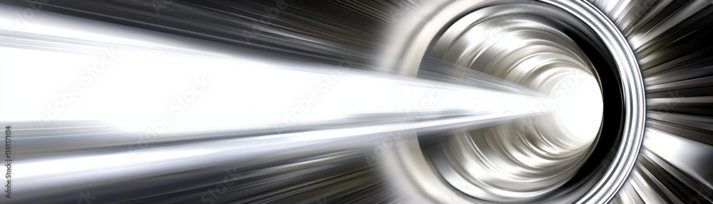 Poster bright light beams emerge from a tunnel, creating a sense of depth and motion, futuristic tunnel wit