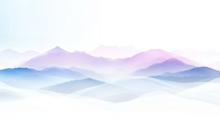 Serene Pastel Mountain Range in Soft Morning Mist