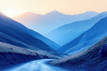 A couple enjoying a peaceful cross-country ski adventure through a quiet snow-covered meadow. Beautiful simple AI generated image