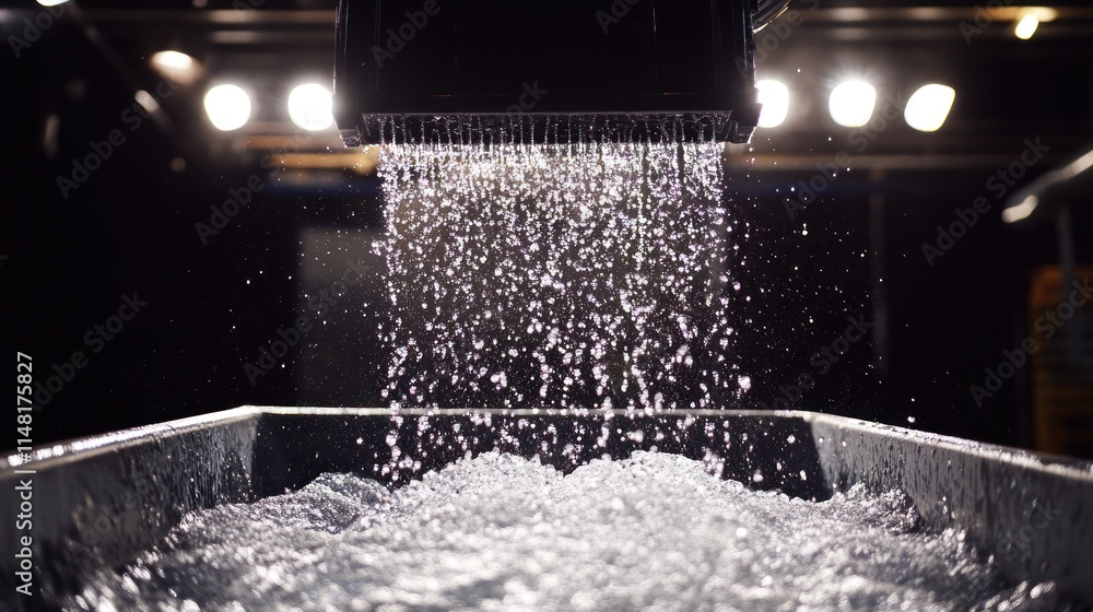 Poster water cascading from a container into a basin.
