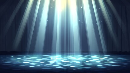 Fototapeta premium Serene Underwater Light Beams Illuminating Calm Water