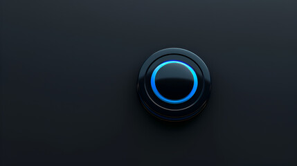 Black background with glowing blue button