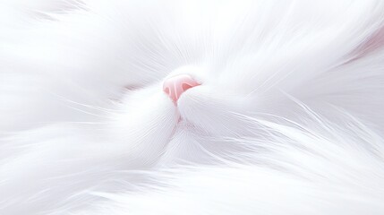 Serene White Cat Closeup Soft Fur, Pink Nose, Peaceful Sleep