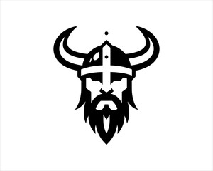 Viking Logo Design Vector Template. Nordic Viking logo. Viking face warrior modern simple logo. Viking Head Vector Illustration. Silhouette Nordic warrior symbol.