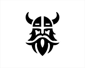 Viking Logo Design Vector Template. Nordic Viking logo. Viking face warrior modern simple logo. Viking Head Vector Illustration. Silhouette Nordic warrior symbol.