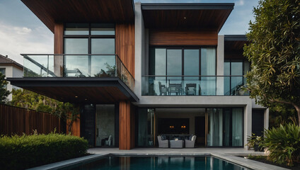 Obraz premium Contemporary Two-Story Residence with Swimming Pool