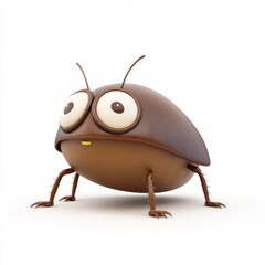 Funny Cartoon Water Bug Character with Comically Oversized Eyes on White Background