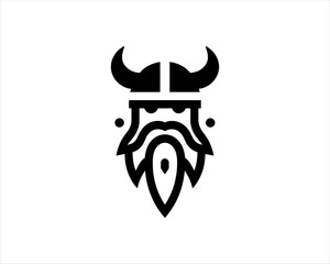 Viking Logo Design Vector Template. Nordic Viking logo. Viking face warrior modern simple logo. Viking Head Vector Illustration. Silhouette Nordic warrior symbol.