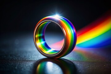 Luminous Rainbow Ring: Tilt-Shift Black Matter Space Photography - High Contrast Spiritual Art