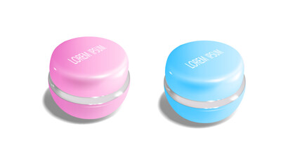 blue and pink shiny realistic cosmetic cream jars isolated on the white background vector illustration.use cosmetic product mock up and cosmetic ads design clip art.