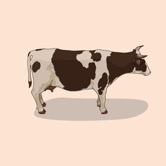 Isometric vector illustration bull cow pattern
