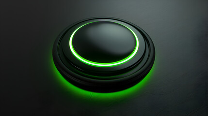 Black background with a glowing green button