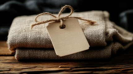 Rustic Linen Fabric with Blank Tag