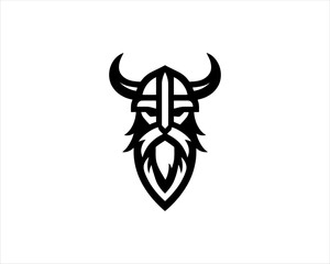 Viking Logo Design Vector Template. Nordic Viking logo. Viking face warrior modern simple logo. Viking Head Vector Illustration. Silhouette Nordic warrior symbol.