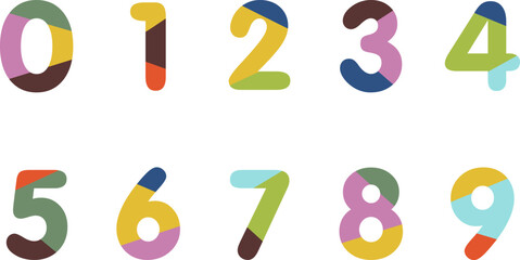 Colorful numbers element set. sporty and dynamic style