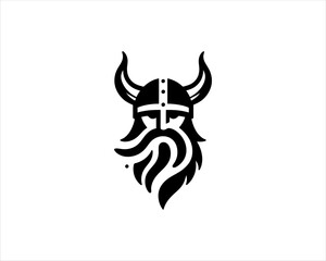 Viking Logo Design Vector Template. Nordic Viking logo. Viking face warrior modern simple logo. Viking Head Vector Illustration. Silhouette Nordic warrior symbol.