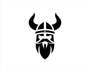 Viking Logo Design Vector Template. Nordic Viking logo. Viking face warrior modern simple logo. Viking Head Vector Illustration. Silhouette Nordic warrior symbol.
