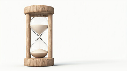 A sand hourglass representing time on white background.
